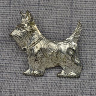 Vintage Sterling Silver Scottie Dog Brooch Or Pin