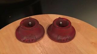 2 Vintage York Barbell 1 " Standard Red Collars Dumbbell Cast Iron