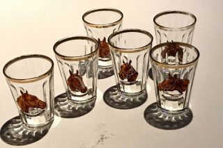Six Vintage Vodka Shot Glasses,  Grand National Winners 1958 - 1964 Horse Racing