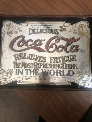 1970’s Vintage Coca Cola Wooden And Glass Tray