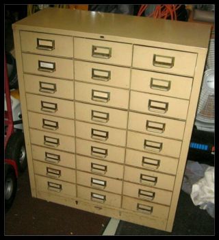 Vintage Cole Steel Metal Industrial Storage Cabinet 27 Drawer 37 H X 30 W X 13d
