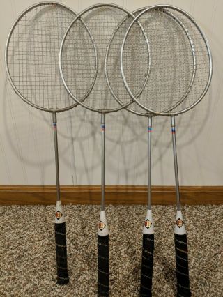 Vintage Badminton Rackets Set Of 4