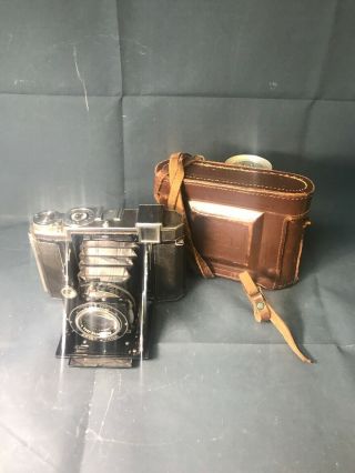 Vintage Zeiss Ikon Film Camera Tessar 1:2,  8 F=8CM Lens w/ Leather Case 2