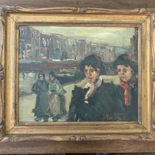 Large Framed Impressionist Antique Painting 1920’s J Veerman Jean Maret Dutch