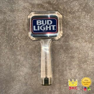 (vintage) Budweiser | Bud Light | 7.  5 " | Clear Bar Tap Handle | Light Wear