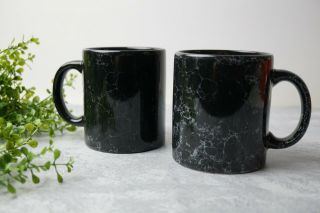 Vintage Waechtersbach Set Of 2 Black Marbled Coffee Mug Cup West Germany