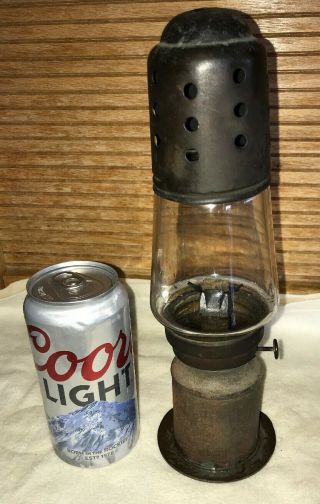 Antique 1867 Brass/metal Kerosene/oil Lamp/heater Glass
