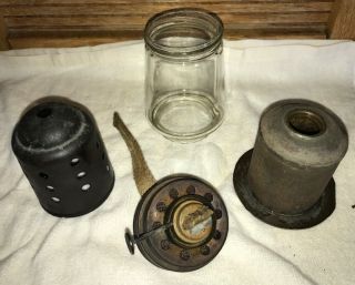 Antique 1867 Brass/Metal Kerosene/Oil Lamp/Heater Glass 3