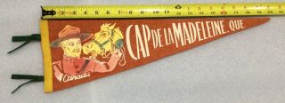 Vintage 1950 - 60’s Cap De La Madeleine Quebec 20” Felt Pennant W Mountie & Horse