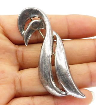 Mexico 925 Sterling Silver - Vintage Smooth Double Swirl Brooch Pin - Bp3607