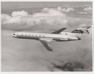 Large Vintage Photo - Western Airlines B727 In - Flight