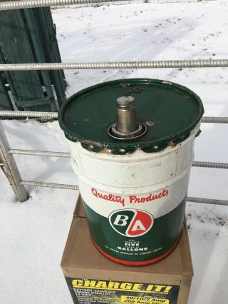 Vintage B/a British American Oil Pail 5 Gallon