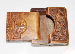 Antique Treen Carved Wood Pocket Watch Stand Case Berchtesgaden Black Forest
