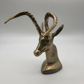 Large Vintage Brass Ibex Gazelle Bookend Mid Century Hollywood Regency Mcm