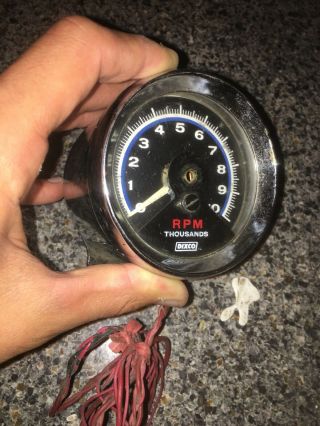 Vintage Dixco Tachometer 0 - 10,  000 Rpm Tach Rpm Gage Rat Hot Rod Gauge