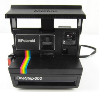 Vintage Polaroid One Step 600 Land Camera With Rainbow Stripe