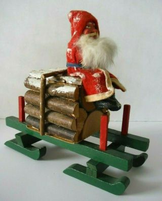 Antique German Santa Belsnickle Sled Log Pile Sleigh Christmas Candy Container
