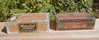 (2) Vintage Cigar Boxes White Owl & Old Landry 