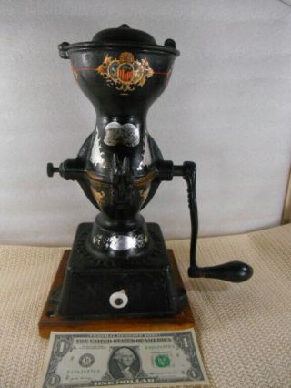 Antique Enterprise No.  1 Coffee Mill Grinder Cast Iron Paint & Decals
