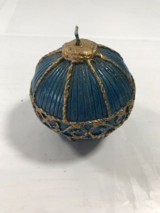 Vintage Christmas Blue Wax Ornament Ball Candle Decoration Holiday Home Decor
