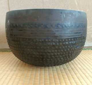 Old Japanese Zen Buddhist Singing Bowl From Japan Antique おりん Ribbed Rare,  Malet