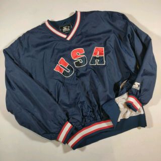 Vintage 90s Starter Usa Dream Team Olympic Jacket Adult Xl Pull - Over Windbreaker