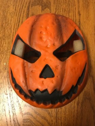 Vintage Rubber Halloween Mask Pumpkin Evil Jack O Lantern Scary Costume