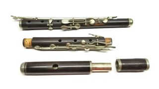 Antique Nach Meyer Style Ebony Flute W/ Low B German Silver Keys Simple System