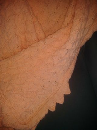 Vintage Hand Crochet Afghan Blanket Throw Peach 52 " X48 "