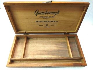 Vintage Grumbacher Gainsborough Artist Oil Paint Wooden Storage Box No.  320