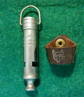 Vintage Acme Scout Master Whistle & Leather Wolf Cubs/scouts Neckerchief Slide