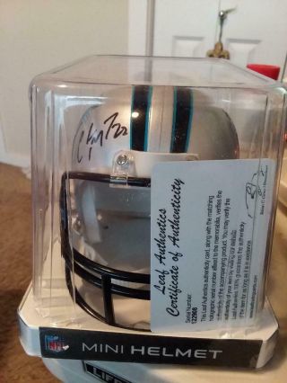 Christian Mccaffrey Signed Carolina Panthers Mini Helmet 22 - Leaf Authentics