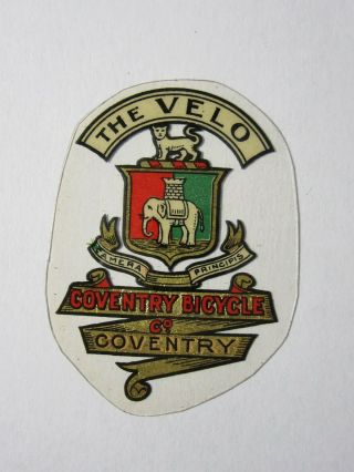 019 The Velo Coventry Bicycle Vintage Bicycle Decal Head Transfer Badge