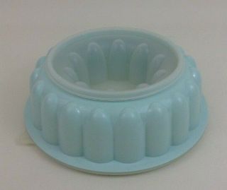 Tupperware Jello Mold Bundt Ring Dessert Vintage 3pc Ice Blue W/ Lid