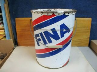 Vintage Fina Canada 5 Gallon Oil Pail Gas Can Tin : Petrofina 1980
