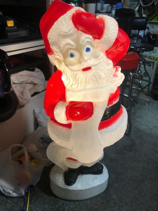 Vintage Union 44 " Christmas Santa Claus With List Blow Mold Lighted