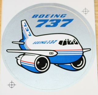 Official 1980s Boeing 737 Pudgy Plane Sticker