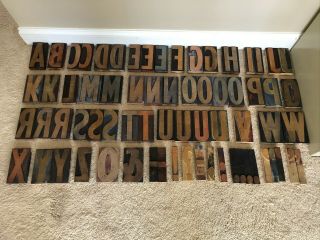 Antique Wooden Type Printing Blocks Complete Alphabet & Others Letterpress 69 Ch