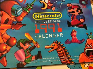 1991 Nintendo Power " The Power Game " Collectible Vintage Calendar