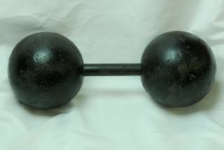 Antique York 75lb Pound Globe Sphere Dumbbell Cast Iron Strongman Weight Lifting 2