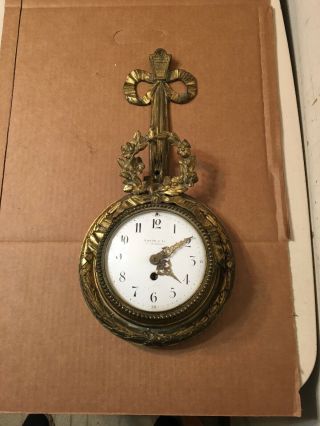 Antique French Brass Or Bronze Cartel Clock Case & Dial Ragues Fab De Bronzes