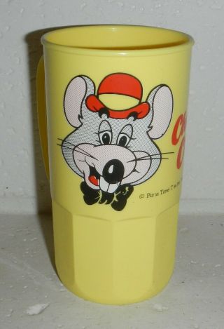 Vintage 1980s Chuck E Cheese Pizza Time Theatre Yellow Plastic Drink Cup Mug