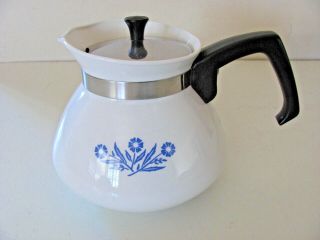 Vintage Corning Ware Cornflower 6 Cup Coffee Tea Pot With Insert