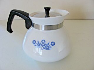 Vintage Corning Ware Cornflower 6 Cup Coffee Tea Pot With Insert 2