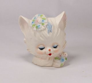 Vintage Napcoware White Kitten/cat Head Vase/planter Mid Century