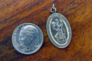 Vintage Silver Behold St.  Christopher And Go Your Way In Safety Medal Charm