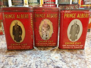 3 - Prince Albert Crimp Cut Pipe & Cigarette Tobacco Metal Tin/can (different)