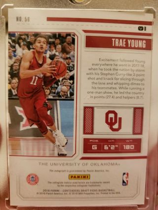 2018 - 19 Contenders Draft TRAE YOUNG College Ticket RC AUTO Variation B INVEST? 2