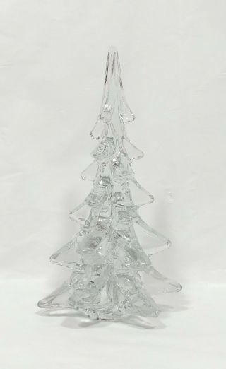Vintage Enesco Clear Crystal Glass Christmas Tree 8.  25 Inch 2