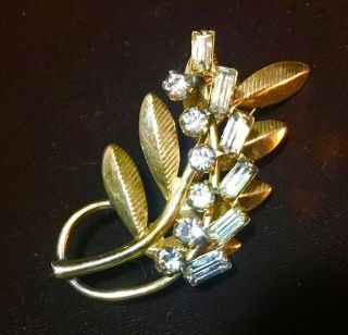 Vintage Signed Ca Carl Art 12k Gold Filled Set Crystal Brooch Pin Pendant